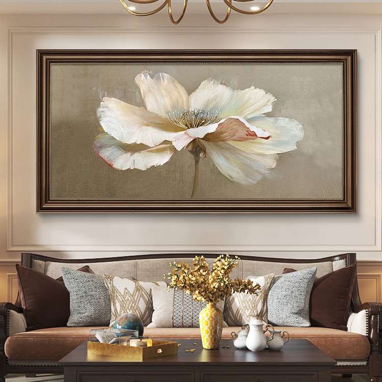 现代美式卧室装饰画床头花卉简约欧式挂画客厅沙发大气壁画图片