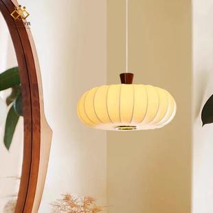 蚕丝法式 中古vintage卧室南瓜灯奶油风书房餐厅南洋复古实木吊灯