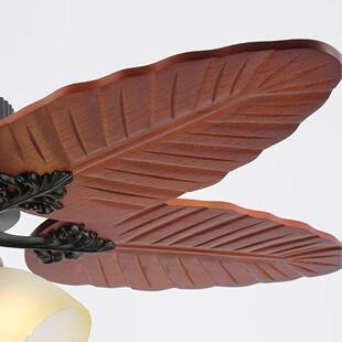 风扇吊灯法式中古实木餐厅吊扇灯美式复古南洋风新款客厅一体吊灯
