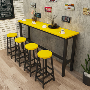 靠墙吧台桌商用奶茶店桌椅长条桌餐桌阳台高脚桌家用窄桌简约吧台