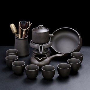 茶壶懒人泡茶神器功夫茶具整套家用茶盘喝茶 紫砂石磨自动茶具套装