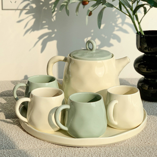 家用杯子客厅水杯乔迁新居水壶茶杯杯具茶具奶油风 陶瓷水具套装