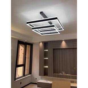 客厅方块吊灯轻奢时尚大气简约现代网红创意超亮方形北欧大厅主灯