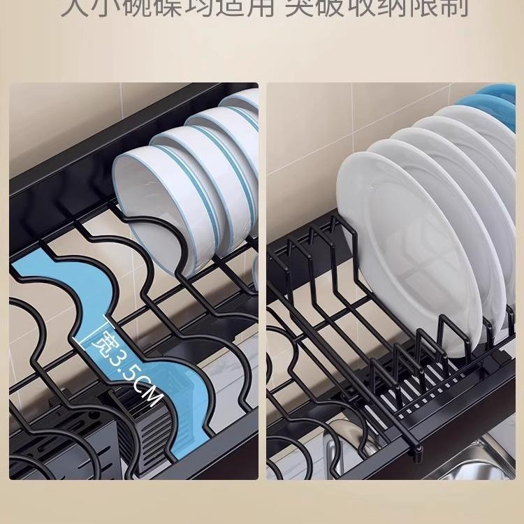 家用小户型双层厨房置物架水槽沥水架台面筷子筒可调节高度洗碗架