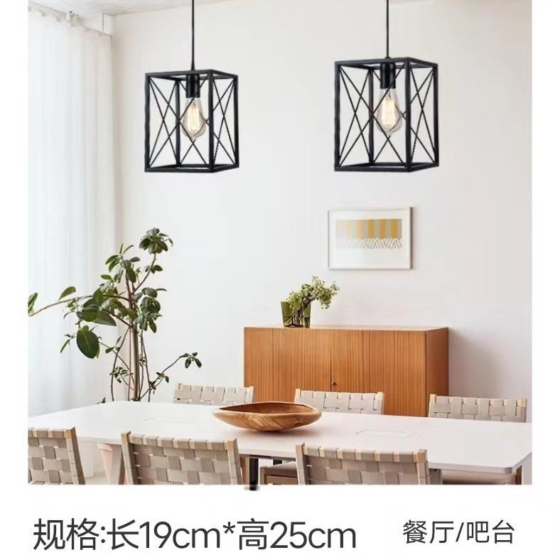 美业FVC式复古吊灯创境意餐厅灯服装店吧装饰工风跨铁艺灯台笼吊