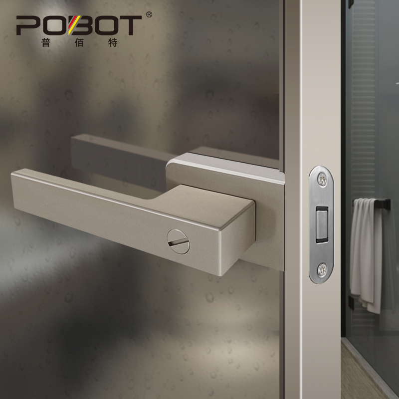 极窄边框玻璃门h锁卫生间磁吸锁静音室内门铝合金平开有框门带钥