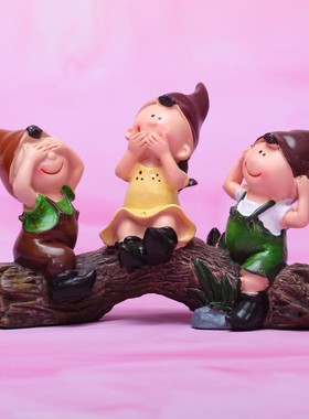 创意树脂工艺品现代家饰可爱摆件三不娃娃不看不听不说生日礼物