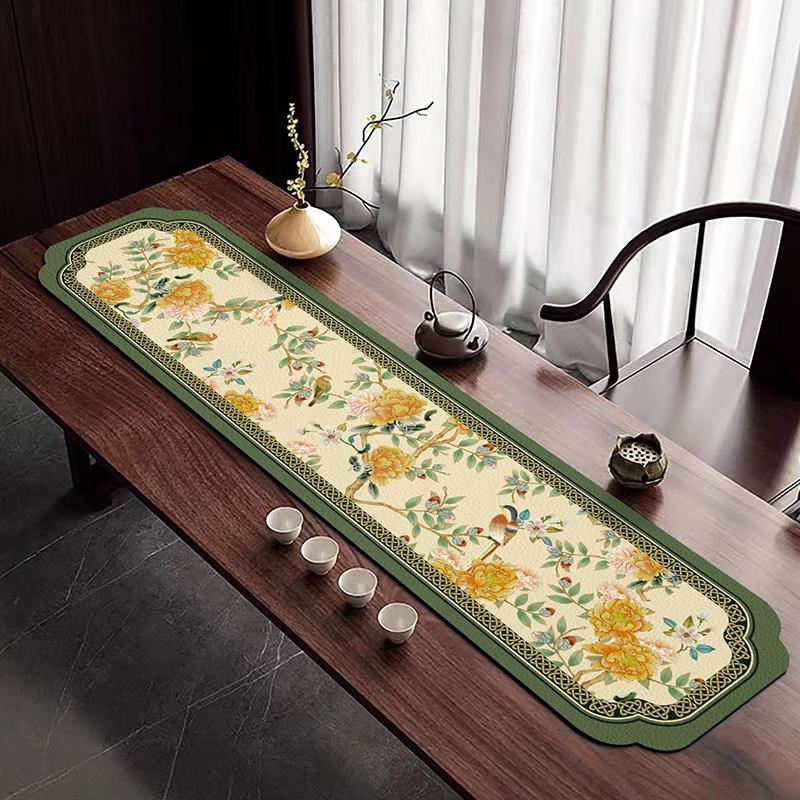 中式茶席茶垫吸水硅藻r泥长条形防尘盖垫餐边柜桌垫防烫桌旗
