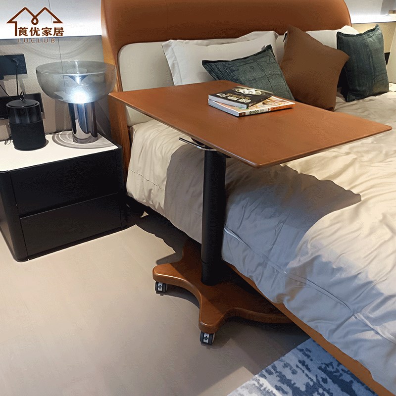 橡胶木折叠翻转沙比利实木升降电脑培训演讲台P学习书桌站立式办