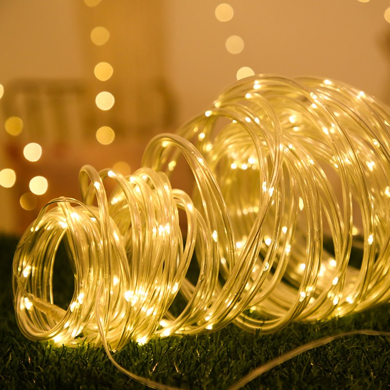 led太阳能g彩灯带七彩闪烁户外防水灯条庭院阳台布置花园装饰灯串