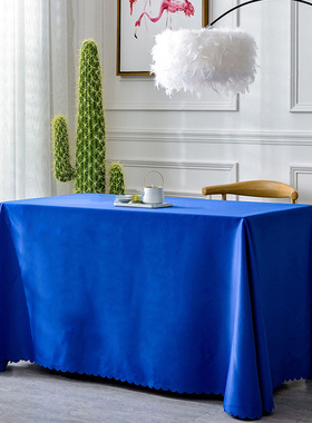 定制加厚纯色白色桌布布艺长方形布料会议桌套台布广告定制.印log