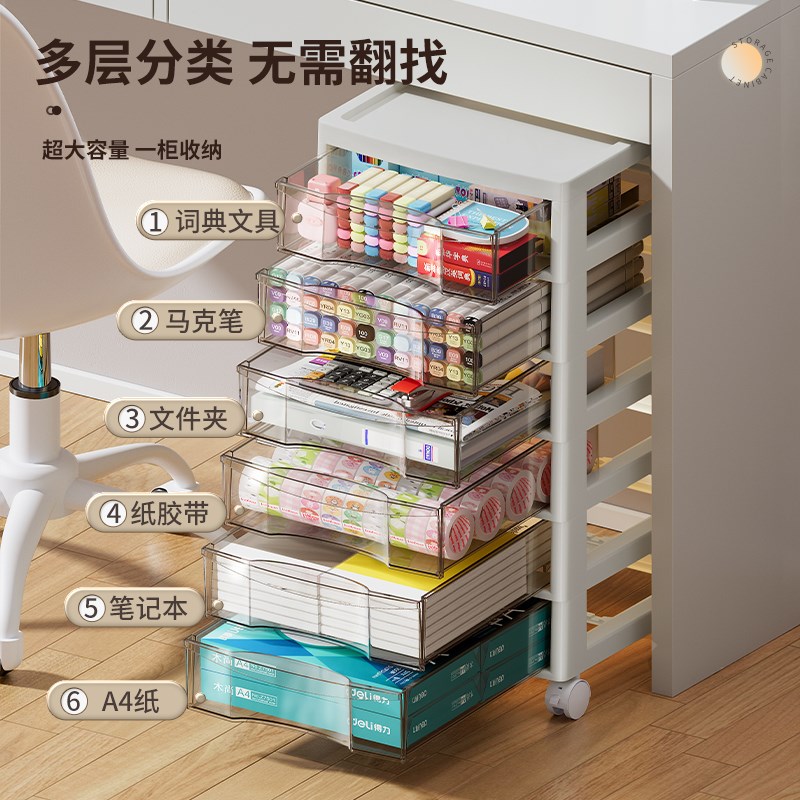办公室桌面收纳盒工位桌下收w纳柜抽屉式杂物文件文具整理置物架m