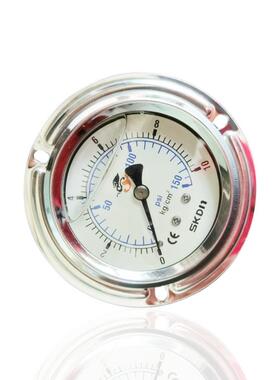 供轴向带前边压力表不锈钢充油压力表耐震法兰式安装YBN60ZT 10KG