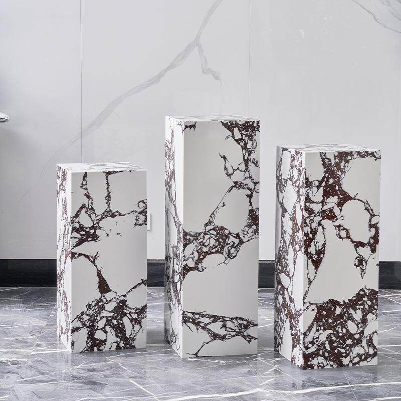 人造石大理石雕塑摆件底座酒店商场展示台石墩落地摆件基座石柱子