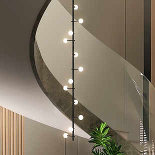 大型楼梯灯长吊灯客厅跃层北欧简约十字创意现代新中式复式楼灯具