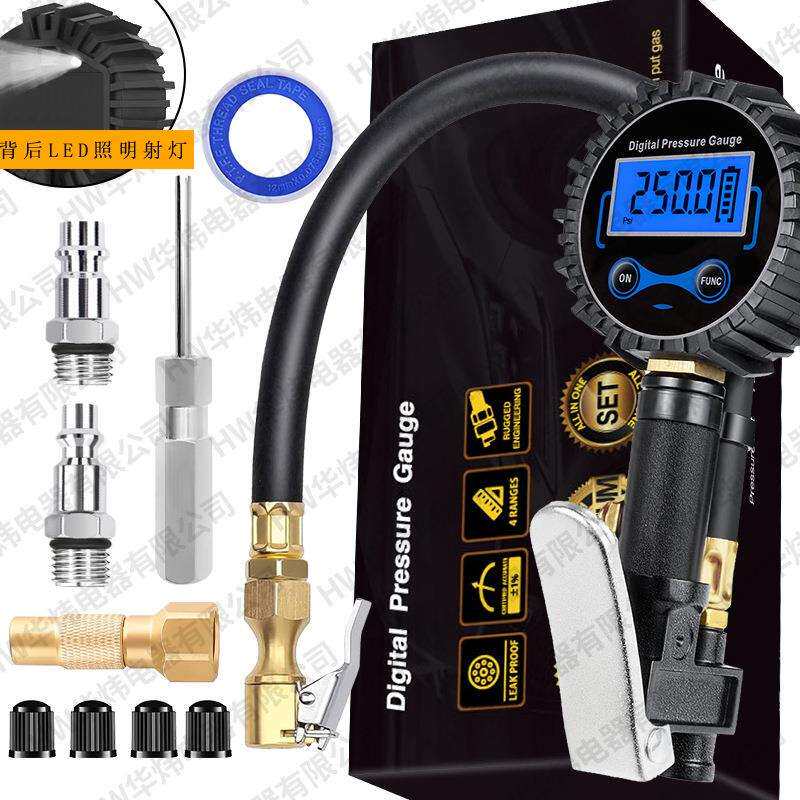 亚马逊热销轮胎充气表数显加气表测压表250PSI高0.1SPI准快夹铜厚