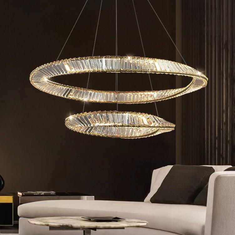 后现代轻奢水晶吊灯设计师款意式简约大气卧室餐厅环形客厅吊灯具