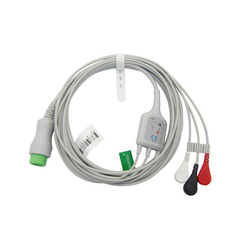 兼容 T5T8,IPM8,10,12,PM5000,6000监护仪三导扣式心电导联线