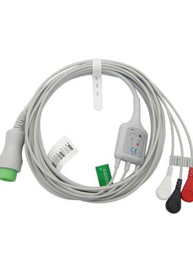 兼容 T5T8,IPM8,10,12,PM5000,6000监护仪三导扣式心电导联线