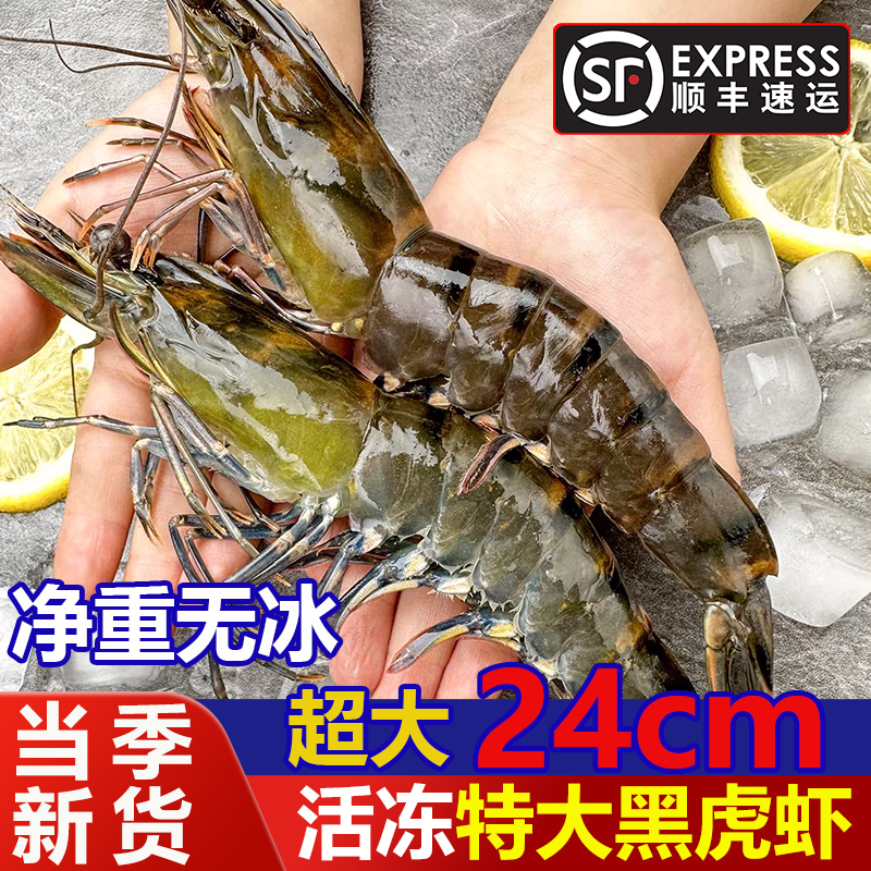 【超大13/15】超大黑虎虾活虾速冻无冰衣一盒3斤24只以内顺丰包邮,水产肉类/新鲜蔬果/熟食,冻虾,淘宝优惠券,粉丝福利购,淘宝优惠卷