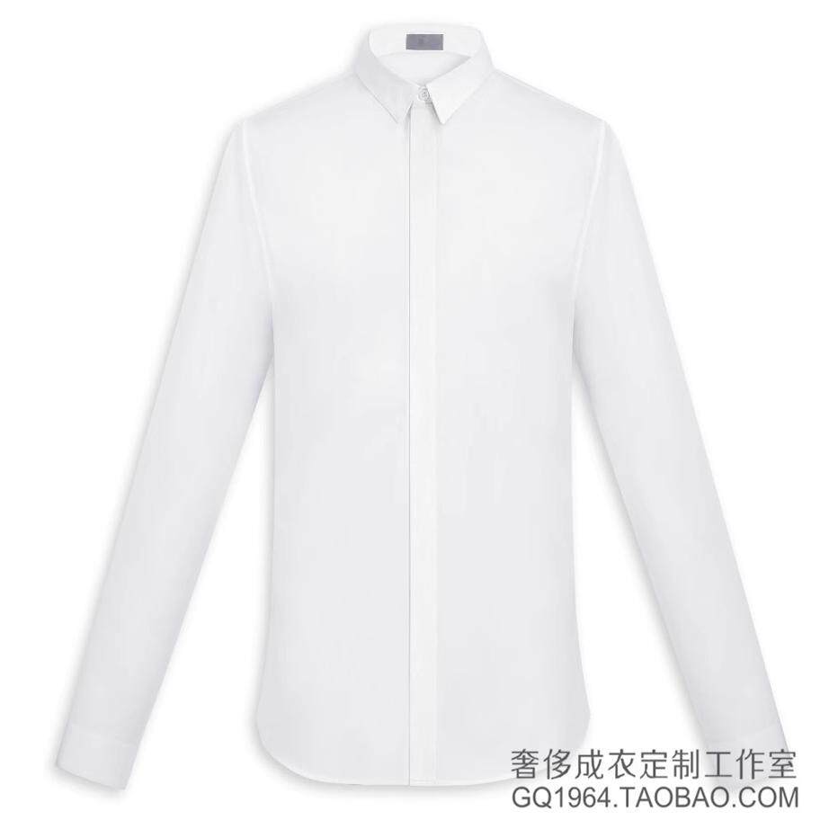 小方领暗门襟设计春夏新品男士长袖衬衣府绸修身男装衬衫量身定做