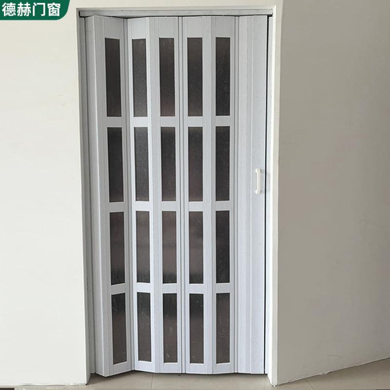 u放PVC折叠门透帘明推uPVC折叠拉式门开厨房阳台卫临时遮挡门错位