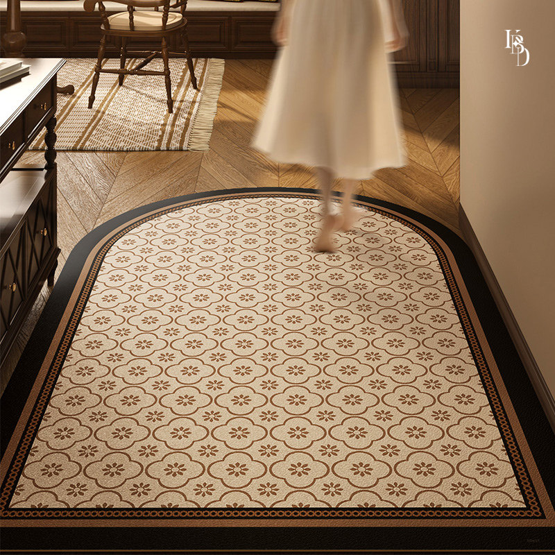 中古风地垫入户门垫拱形免洗可擦pvc地毯耐脏防滑可裁剪家用脚垫