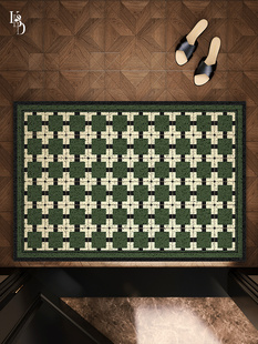 中世纪风格 地垫绿色门垫铁丝圈防滑刮泥和土壤室外耐污免洗入口门