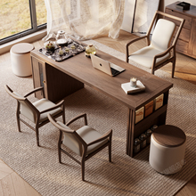 白蜡木茶桌椅组合现代高级感办公室茶台一体阳台实木小茶桌泡茶台