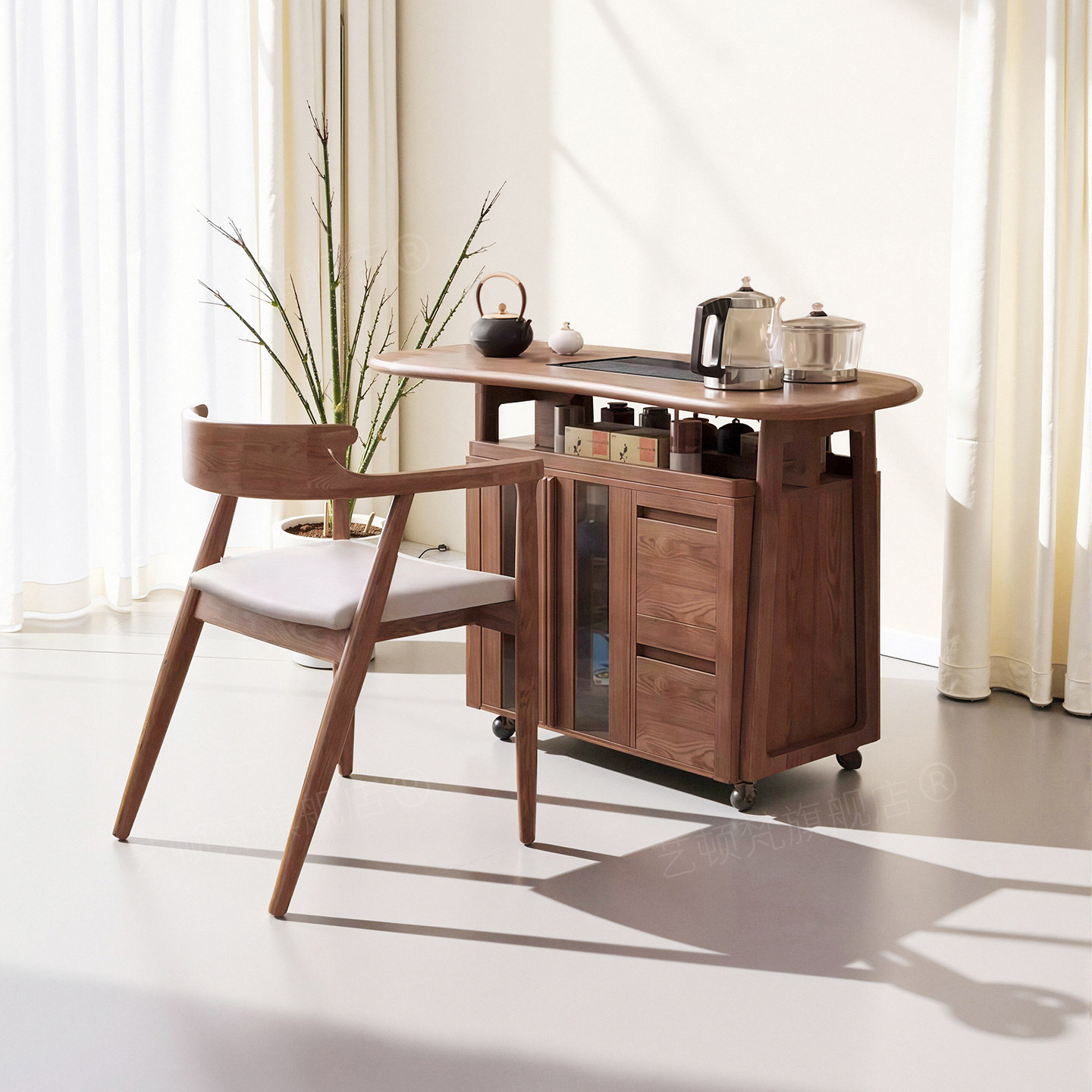 新中式实木阳台茶桌小户型家用客厅移动白蜡木茶几休闲办公泡茶桌,住宅家具,家用茶台/茶桌,淘宝优惠券,粉丝福利购,淘宝优惠卷