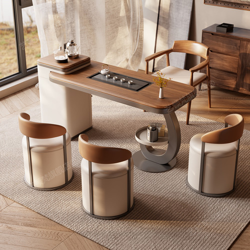 现代新中式实木茶桌椅组合一体