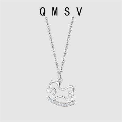 S925纯银轻奢小众木马项链女