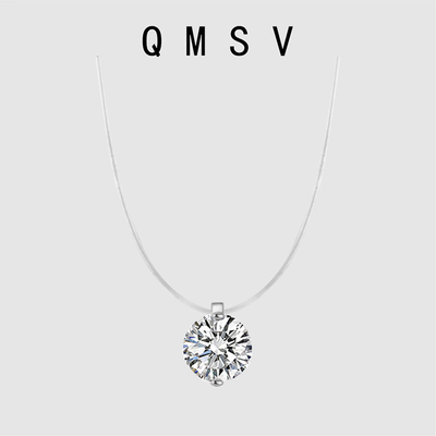 S925纯银人鱼之泪鱼线轻奢项链女