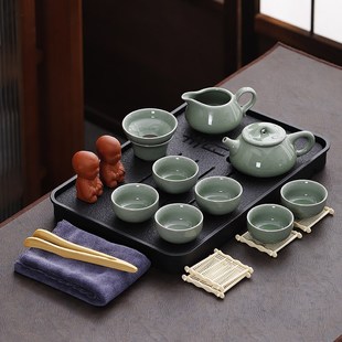 家用茶壶茶杯茶盘泡茶一套2024新款 紫砂茶具套装 办公功夫茶具