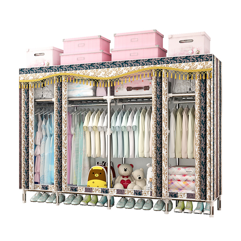 大号简易布d艺全钢架衣柜加厚家用出租房用卧室布衣柜钢管加粗加