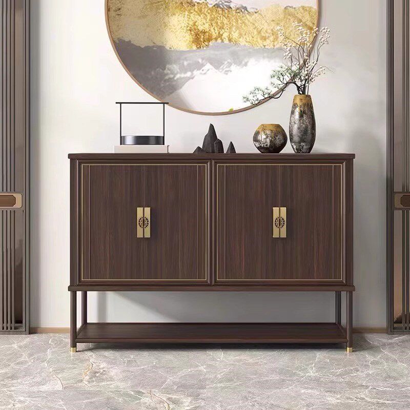 新中式餐边柜入户进门玄关鞋柜一体实木现代简约轻奢风小尺寸家用