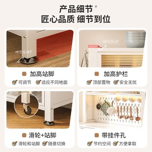 带岩板厨房餐边柜微波炉置物架可移动储物柜多层带轮收纳碗柜橱柜