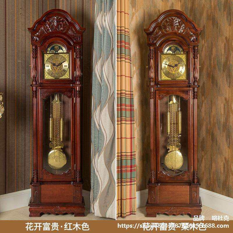 老式落地钟实木立式摆钟复古简约机械钟表现代新中式客厅报时座钟