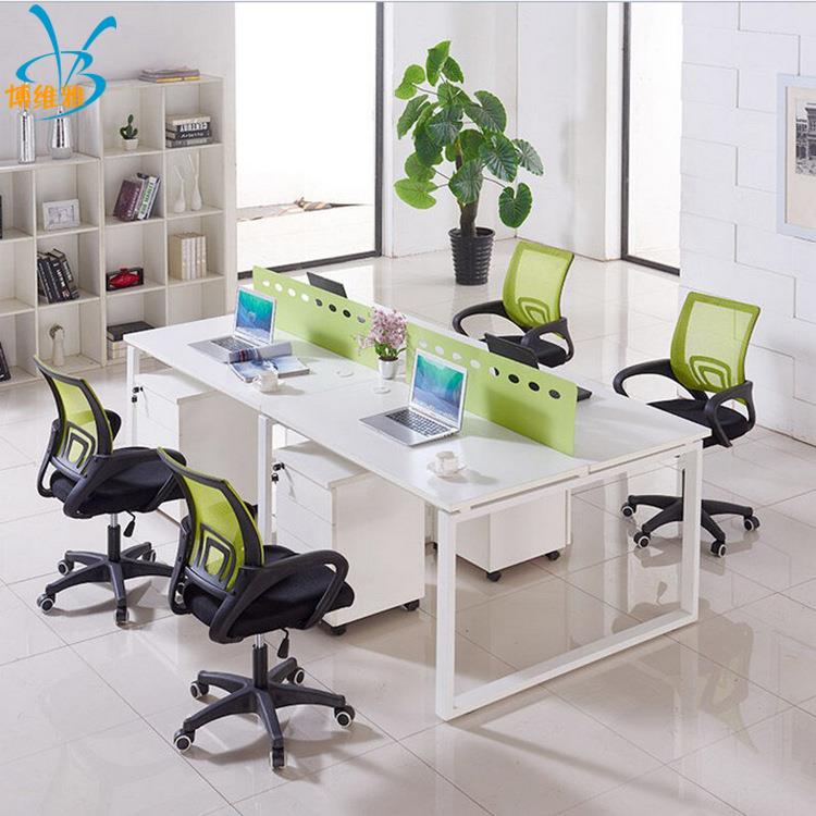 办公桌 职员屏型风4人办公桌 口钢BWY-1000木员工位字卡位 铁架桌