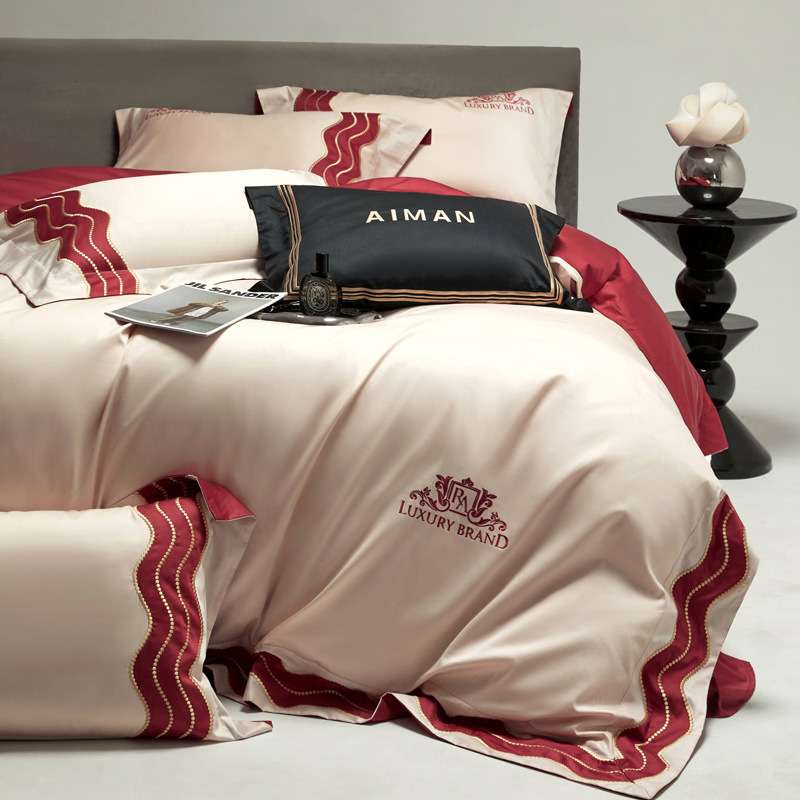 200支轻奢双股匹马棉四件套100全棉床单被套酒店裸睡床上用品套件