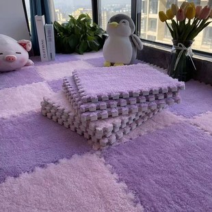 毛绒泡沫拼接地毯床边客厅地垫少女方块卧室房间垫子家用大面积毯