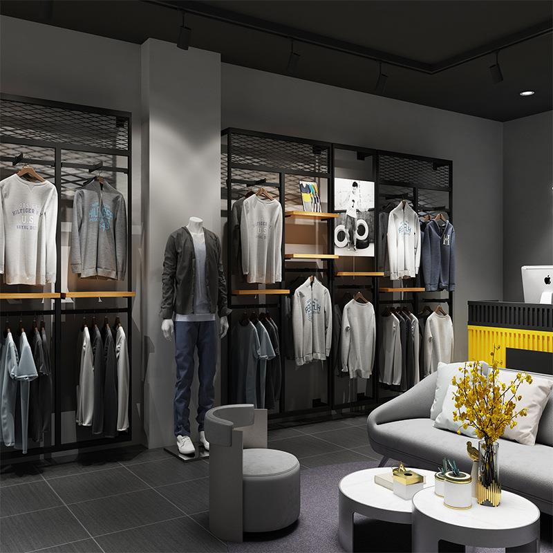 男装店货架服装展示架落地式壁挂式衣服裤子牛仔裤陈列架上墙衣物