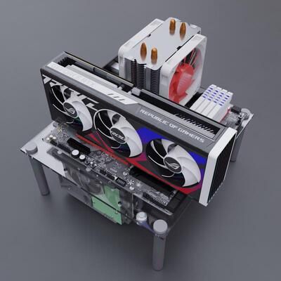 开放式电脑机箱 全透明亚克力 测试平台托架 支持MATX ATX主板