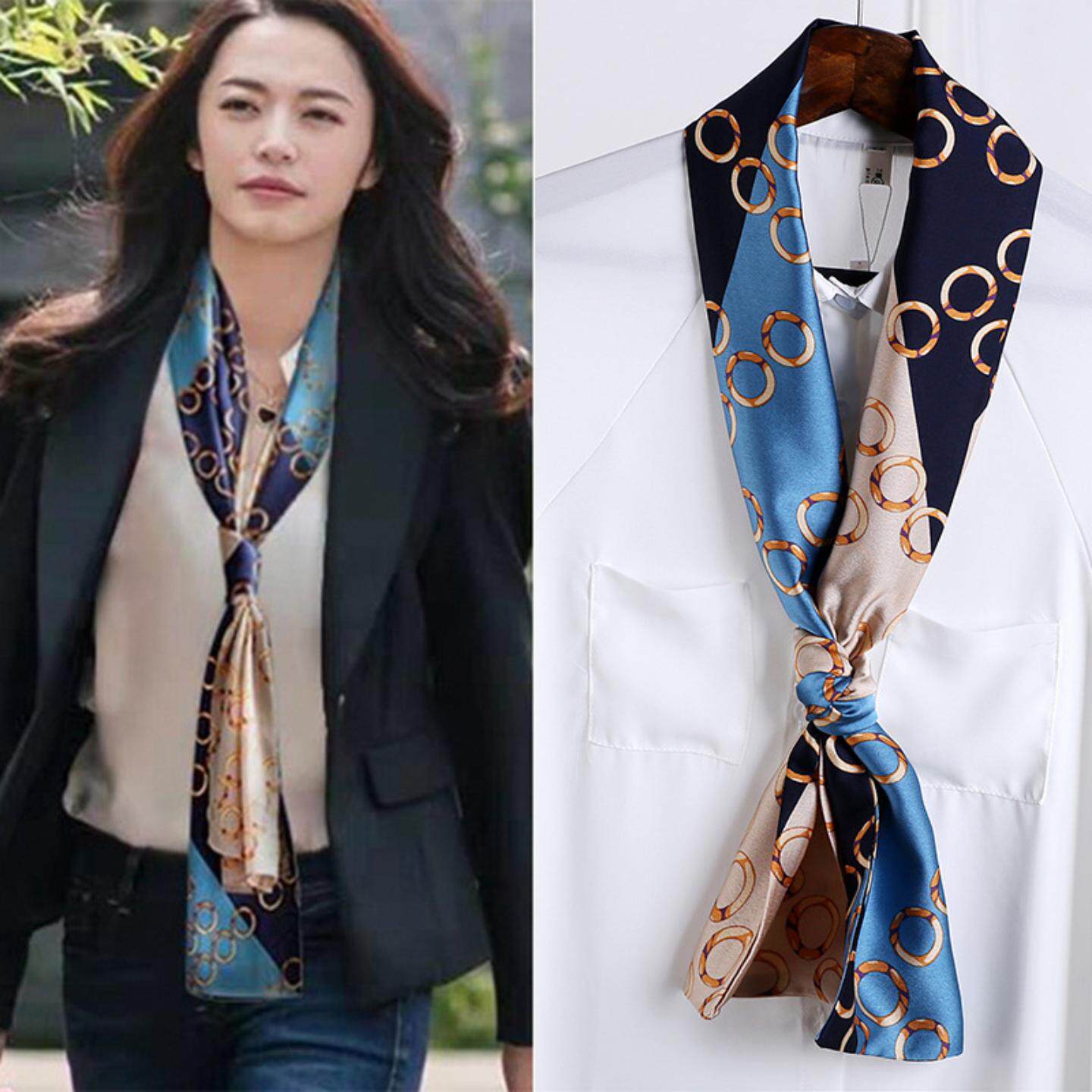 姚晨苏明玉同款长条宽丝巾女薄长款百搭春秋韩国西装t恤领巾围巾