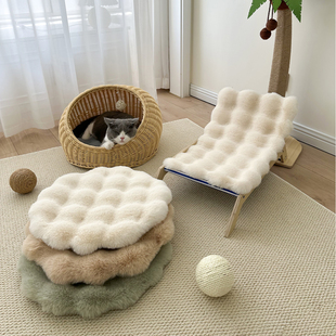 兔毛绒猫窝垫子狗窝睡眠圆形坐垫宠物床睡觉毛垫秋冬保暖猫咪地垫