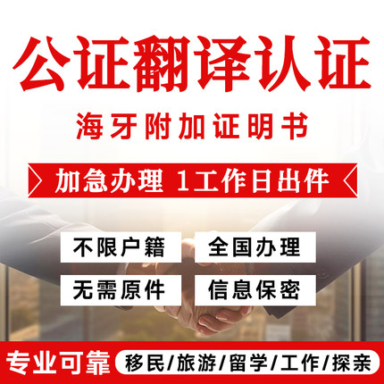 公证翻译无犯罪记录出生亲属关系学历成绩户口结婚驾照海牙双认证