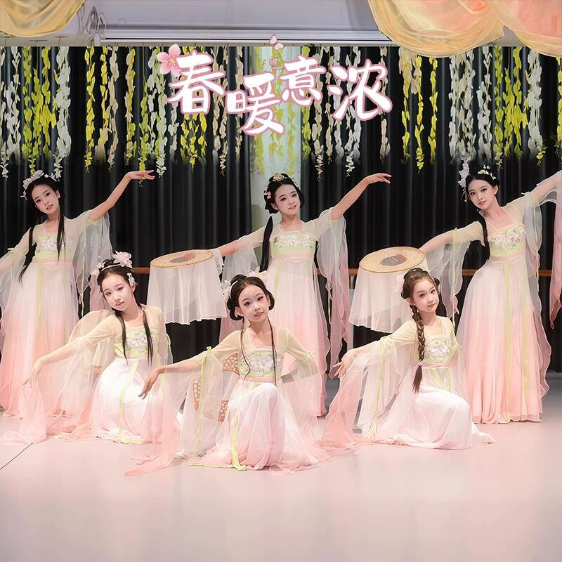 儿童古典舞蹈演出服相思瑶春暖意浓中国舞灵儿同款飘逸仙气纱衣