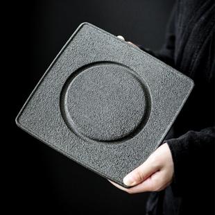 玄武岩干泡盘简约复古小号石材茶台家用功夫茶具壶承茶托干泡盘