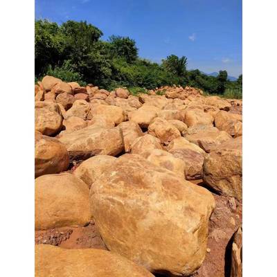 黄蜡石公园花园点缀黄石庭院假山造景黄石头草坪驳岸黄石