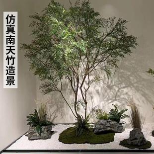 外直销网红大型仿真南天竹绿植树 室内枯假山tb-72407水造景景装